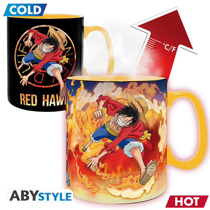 ONE PIECE Mug Heat Change Luffy Sabocardboard box