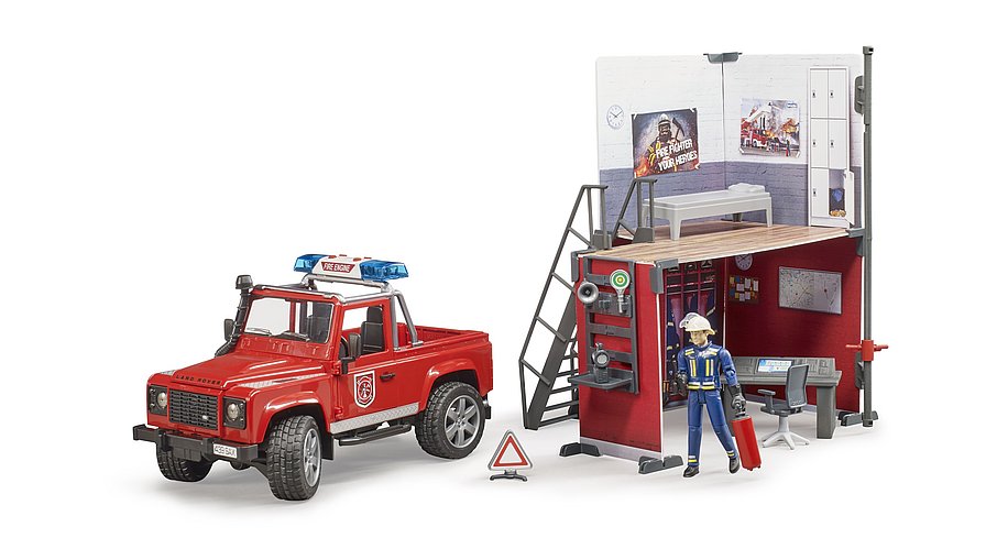 Bruder Feuerwehrstation Land Rover Defender