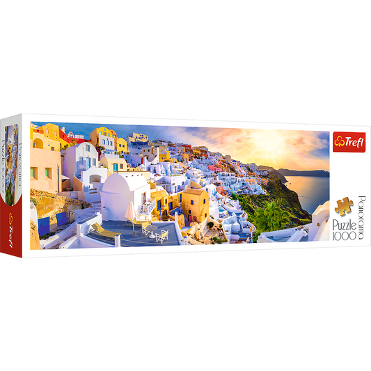 Sonnenuntergang in Santorini Griechenland Panorama Puzzle