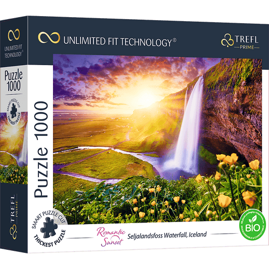 Romantic Sunset Wasserfall auf Island UFT Puzzle
