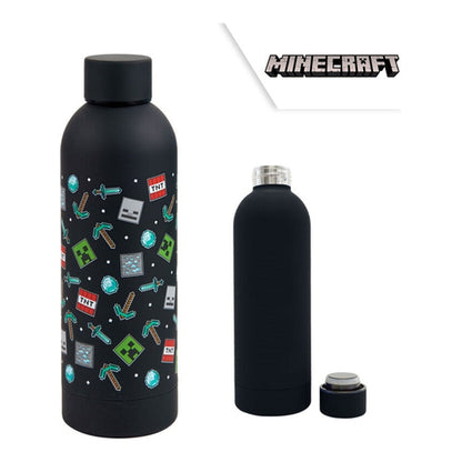 Minecraft Icon AOP Trinkflasche schwarz