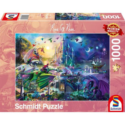 Nächtlicher Drachen Puzzle Rose Cat