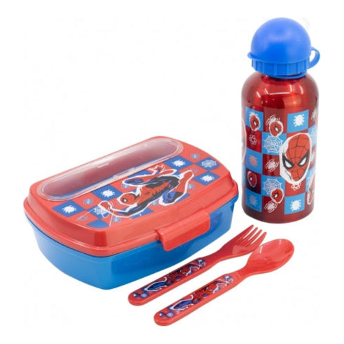 Spiderman Geschenkbox Sandwich Trinkflasche Besteck