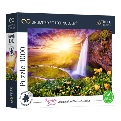 romantic sunset wasserfall auf island uft puzzle